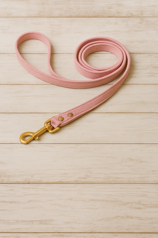 Guinzaglio in semi pelle scamosciata in rosa, beige e acqua marina
